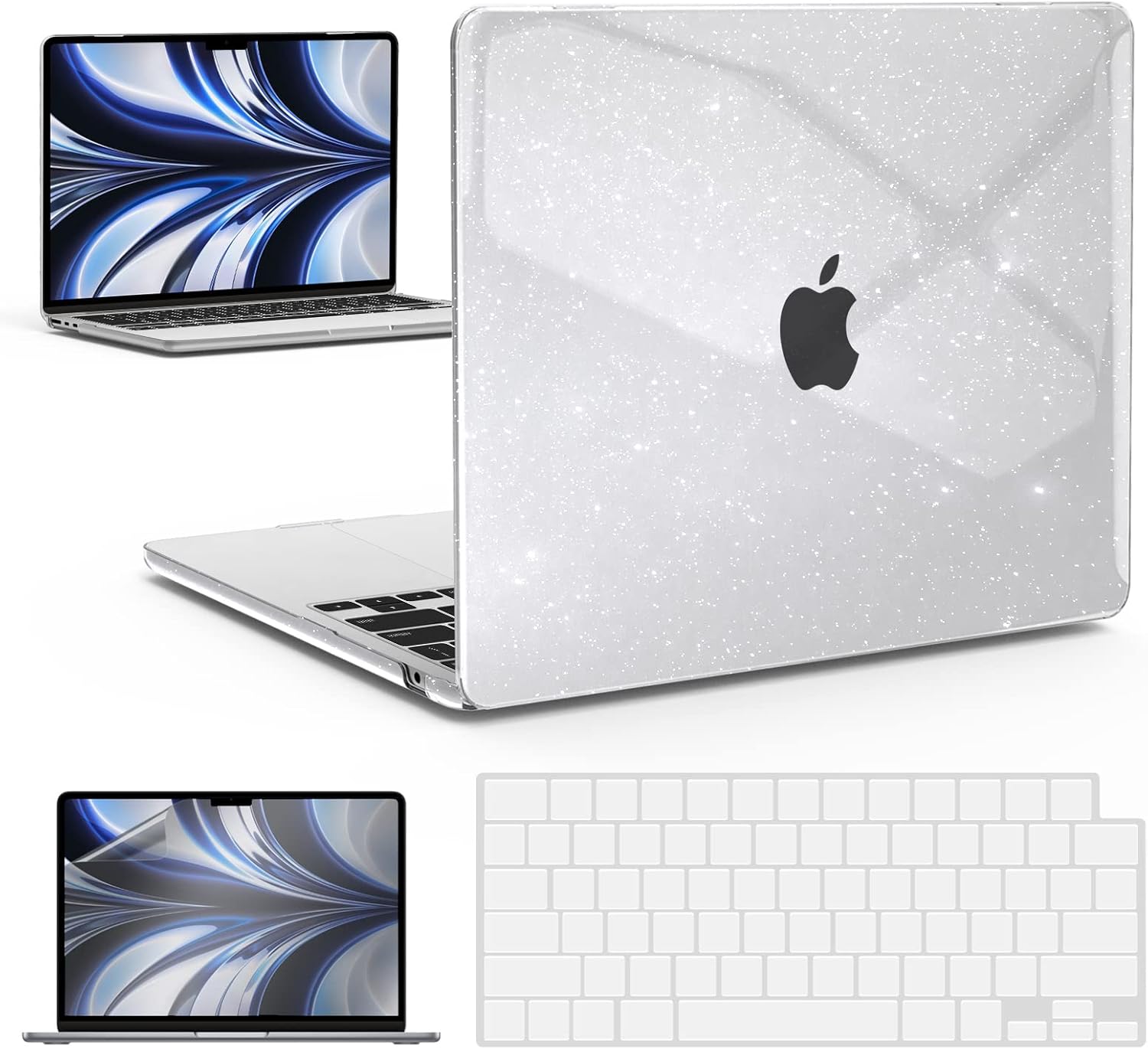 IBENZER MacBook Air 13 inch Case 2026 2025 2024 2023 2022 M4 A3240 M3 A3113 M2 A2681,Hardshell Case w/KeyboardCover ScreenFilm for MacBook air 13.6 inch case, Star Clear, KK-S-CL+2