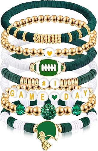 Día del Juego #1 Pulsera de fútbol con cuentas elástica de cuentas para fútbol, papás, mamás, entrenadores, regalos para fanáticos