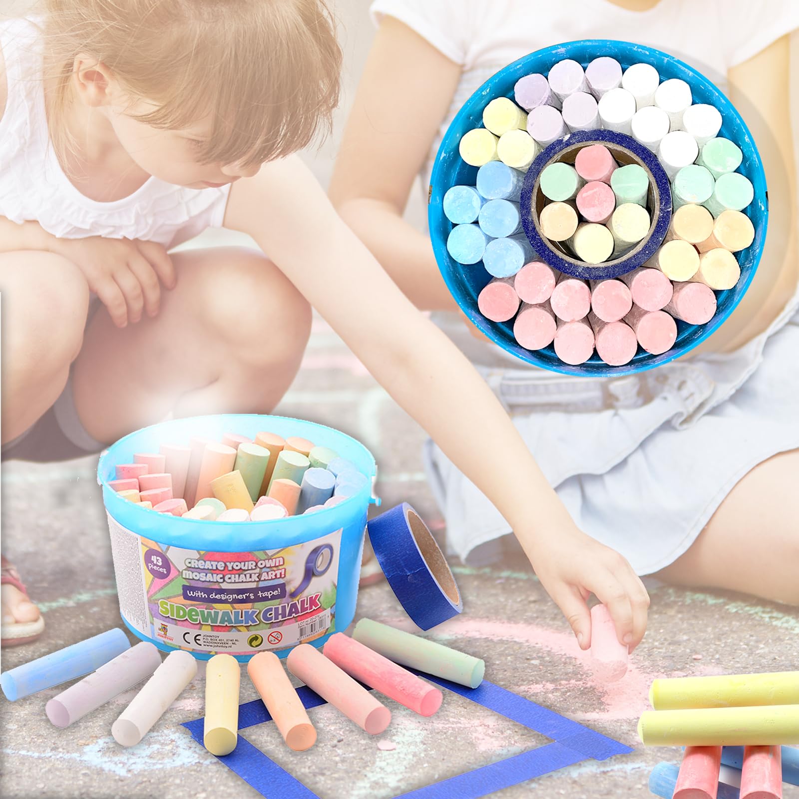 Smart-Planet Straßenmalkreide 24 Stück - 6 Farben Im Eimer - Abwaschbare Kinderkreide - Outdoor Malt Spaß