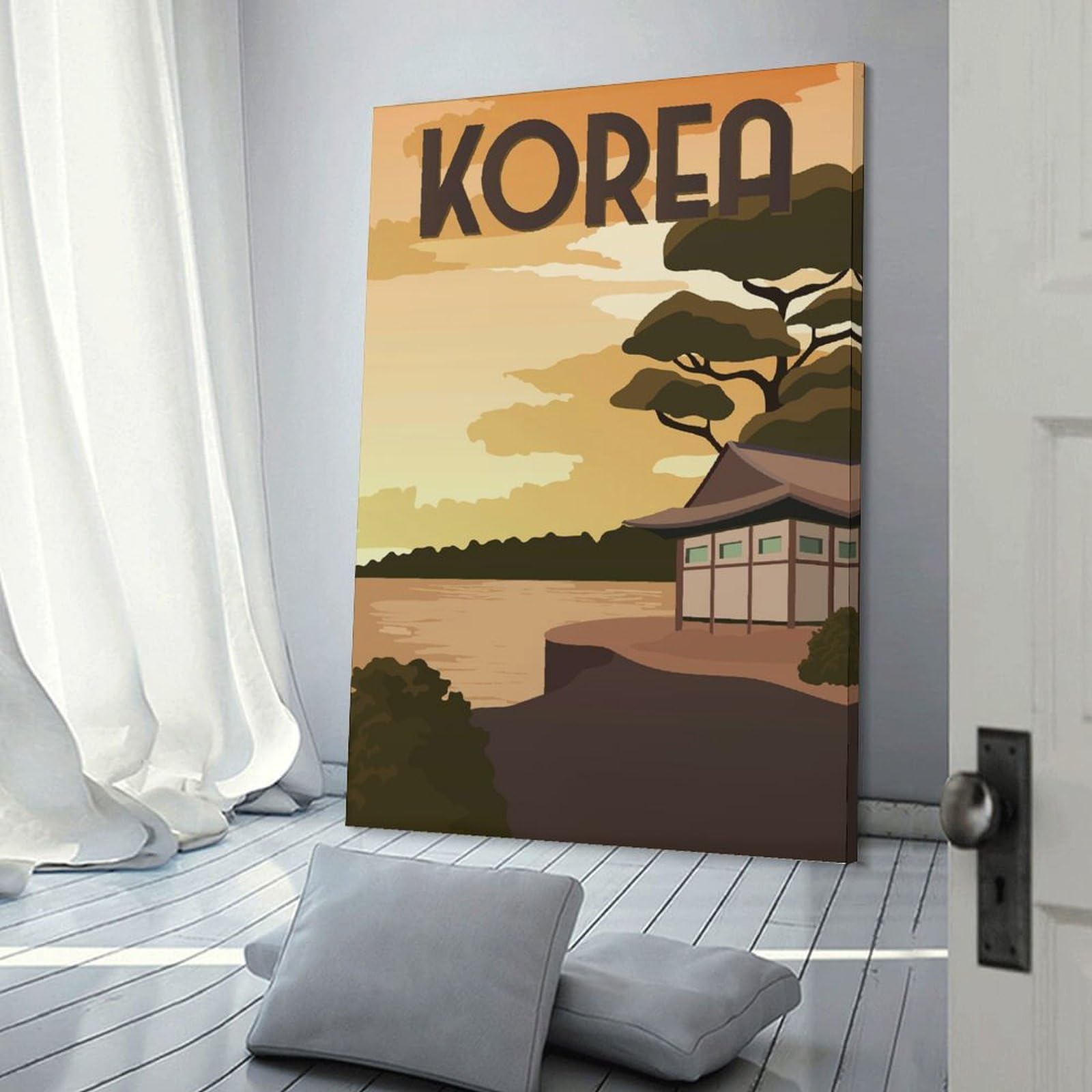 Junmoney Canvas Art Print Korea Travel, 24x36inch(60x90cm), for Gallery Wall Decor And Room Displays, Wall Decor Suited to Curated Displays