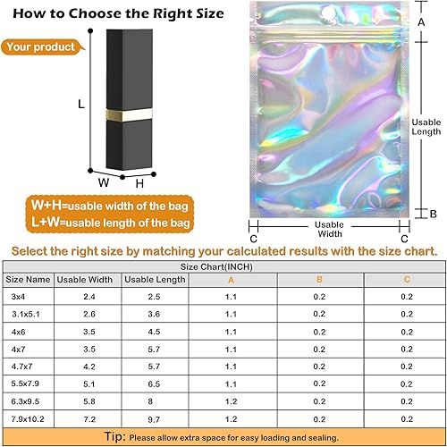 Miniatura 2 de EgticLive Paquete de 100 bolsas holográficas para pequeñas empresas, 4 x 6 pulgadas, bolsas resellables con cierre hermético para almacenamiento