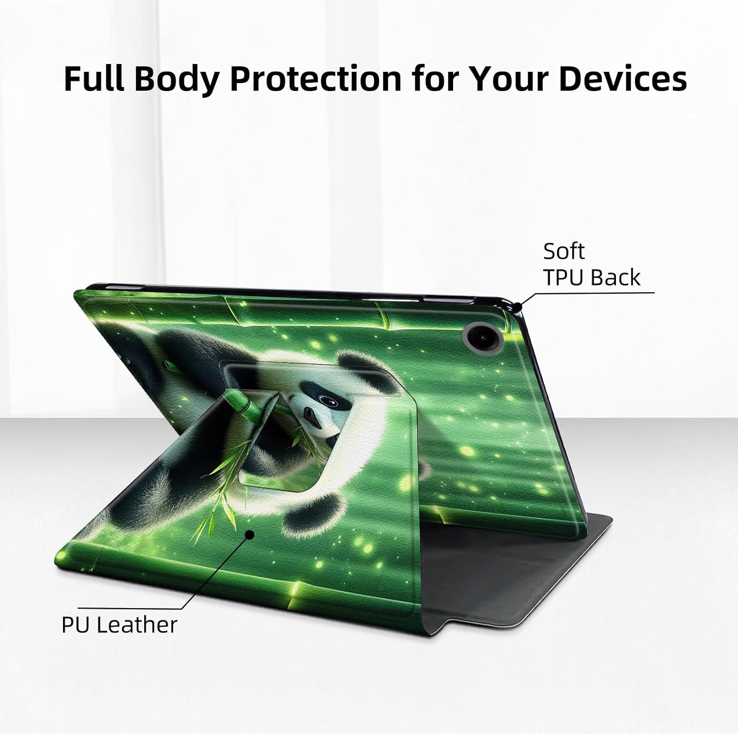 Case for Samsung Galaxy Tab A9 Plus Tablet,360 Degree Rotating Multi-Angle Viewing Stand Fold Leather Panda in Bamboo Forest Tablet Cover 11" for Galaxy Tab A9+,Auto Sleep/Wake
