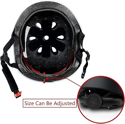 Miniatura 4 de Casco ajustable para niños con rodillera, coderas y muñequeras, cascos de bicicleta para niños de 3 a 5, 5 a 8, 8 a 14 años, perfecto para patinar,