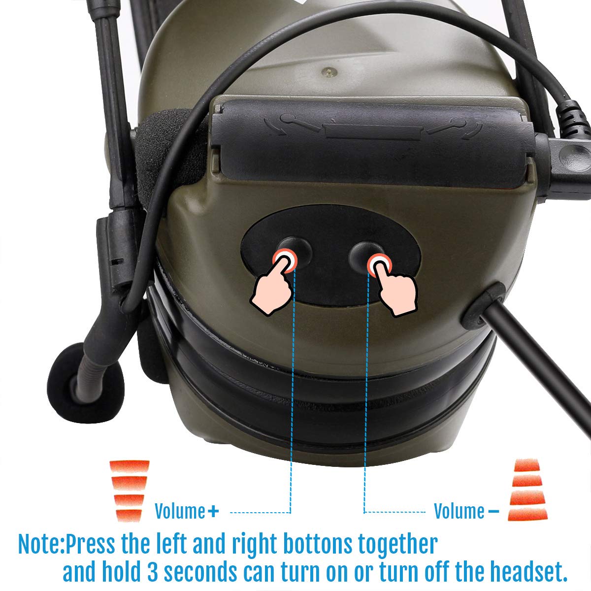 Retevis EHK007 Auriculares Tácticos Airsoft IPX4 Reducción de Ruido 28db Protegen Audición para Motorola 2 Pin