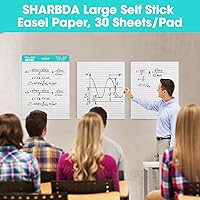 Vista 2 de Almohadilla de Caballete Adhesiva con Líneas, 25 x 30 pulgadas, Papel de Rotafolio, Papel de Gráfico Adhesivo para Maestros, Papel de Caballete