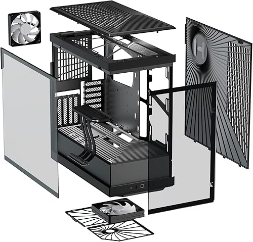 Vista 12 de HYTE Y60 - Moderna caja para juegos ATX de torre media con doble cámara panorámica de vidrio templado y cable elevador PCIE 4.0 incluido