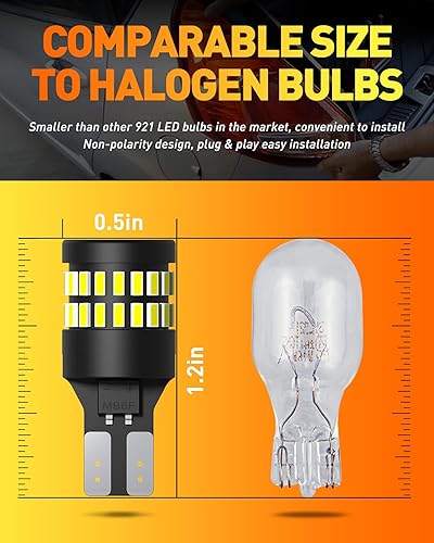 Miniatura 6 de OXILAM Bombilla LED 912 921 mejorada, luces de marcha atrás, bombillas de respaldo para automóvil, brillo 300% más alto, 6000 K, blanco, tamaño
