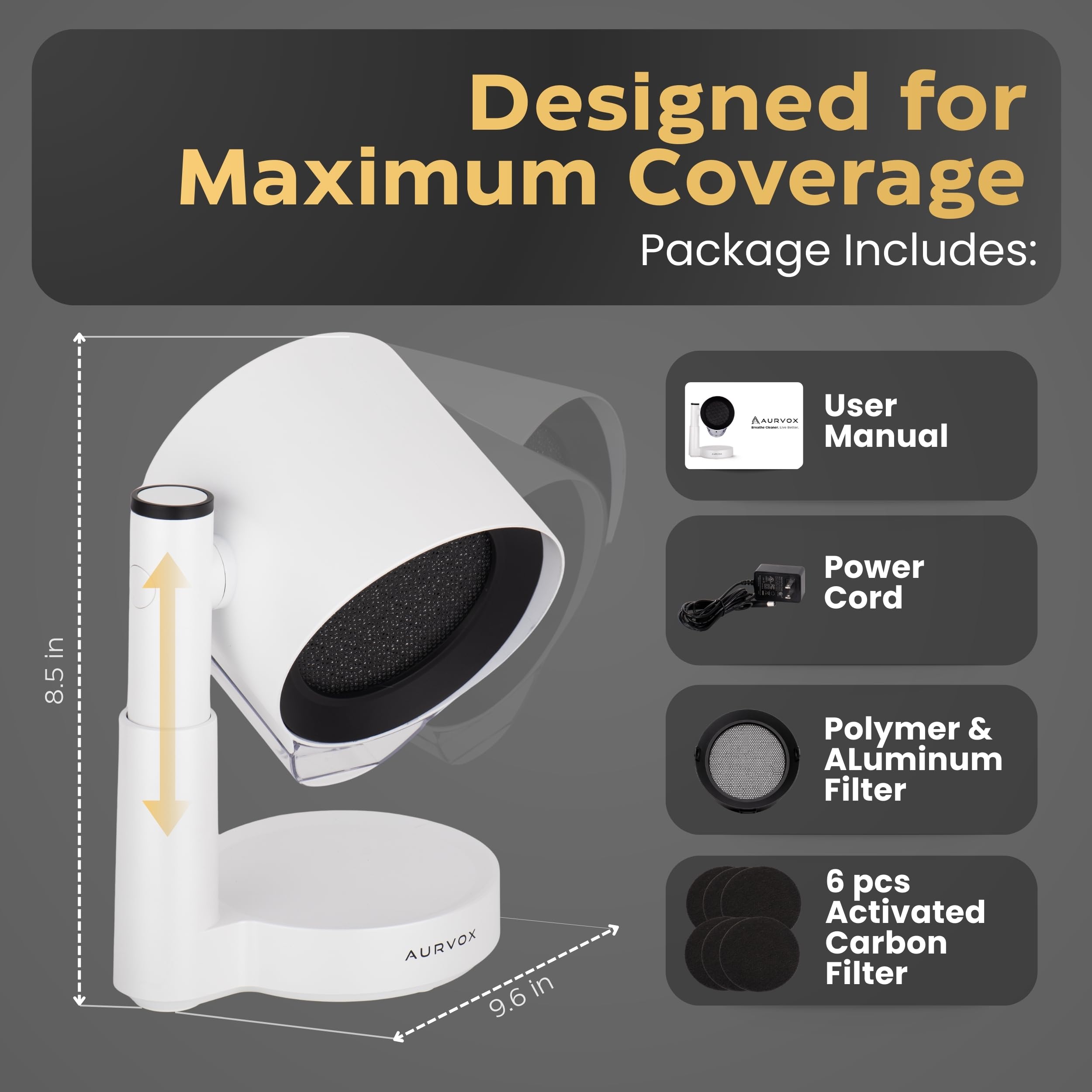 AURVOX Portable Range Hood – Ductless Kitchen Exhaust Fan, 3-Speed Desktop Exhaust Fan with Adjustable Height, Low-Noise Smoke Control for Apartments, Indoor BBQ, RV & Dorm — view 9