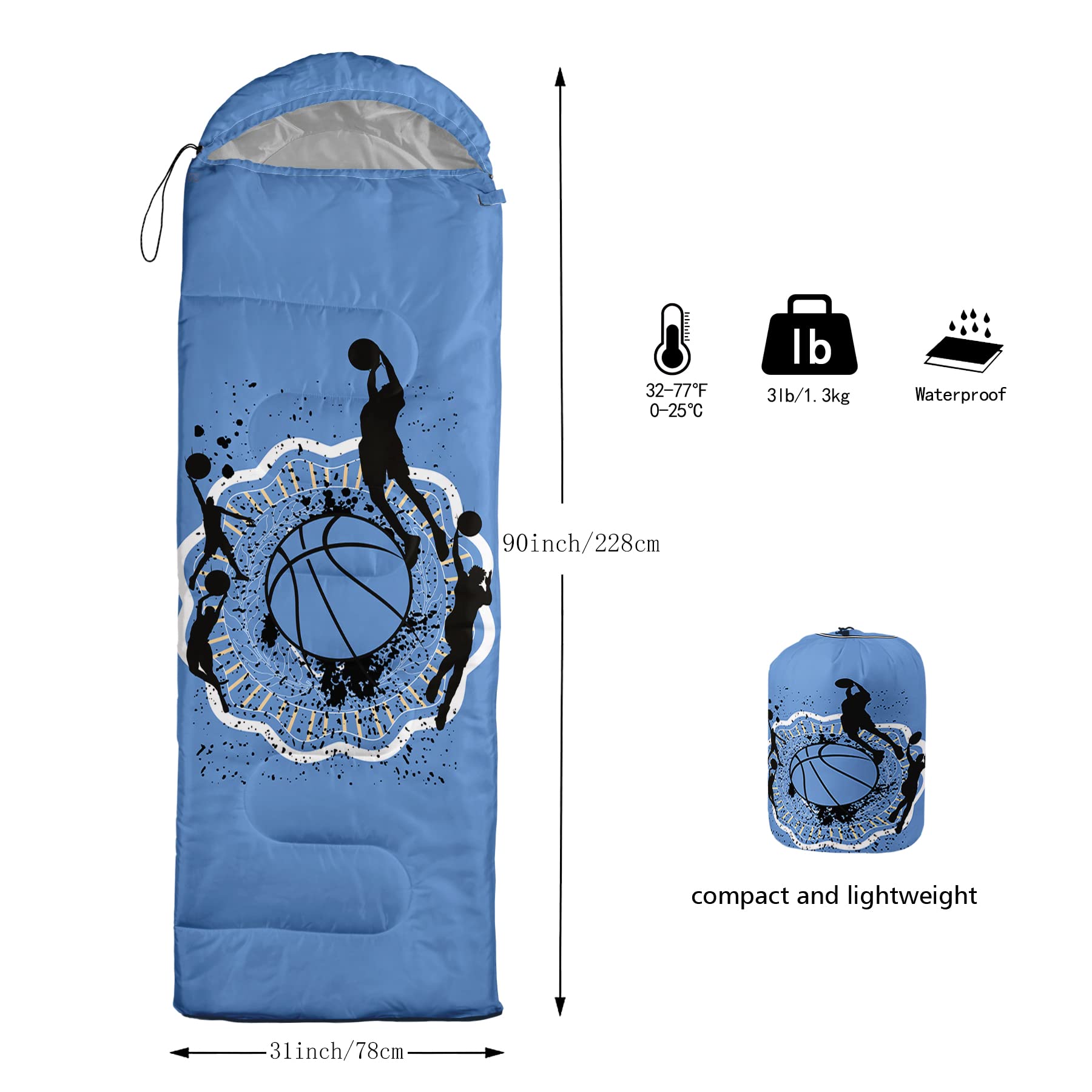 QOOMO Sacos de Dormir de Camping, 3 Estaciones de Clima cálido y Fresco, Ligeros, Impermeables, Sacos de Dormir para Adultos y niños, Viajes y al Aire Libre, Equipo de Camping
