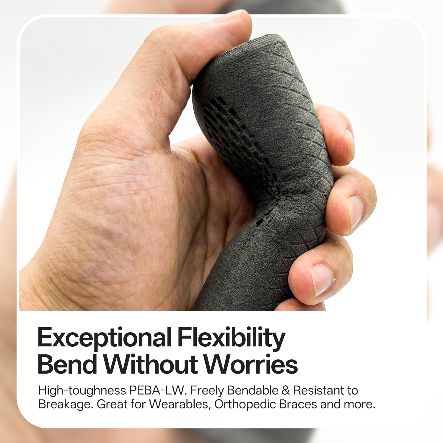 eSUN Filamento PEBA-LW Flexible para Impresora 3D 1,75 mm, Precisión ±0,05 mm, Bobina 0,8 kg, Material de Alta Resistencia para Impresión 3D, Negro