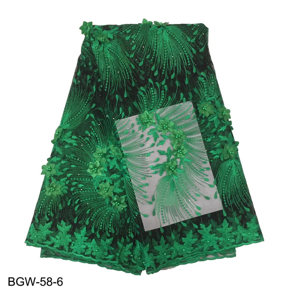3D Applique Tessuto di pizzo africano 5 yarde Ricamo delicato con filo di perline Tessuto di pizzo di tulle per abito da sposa