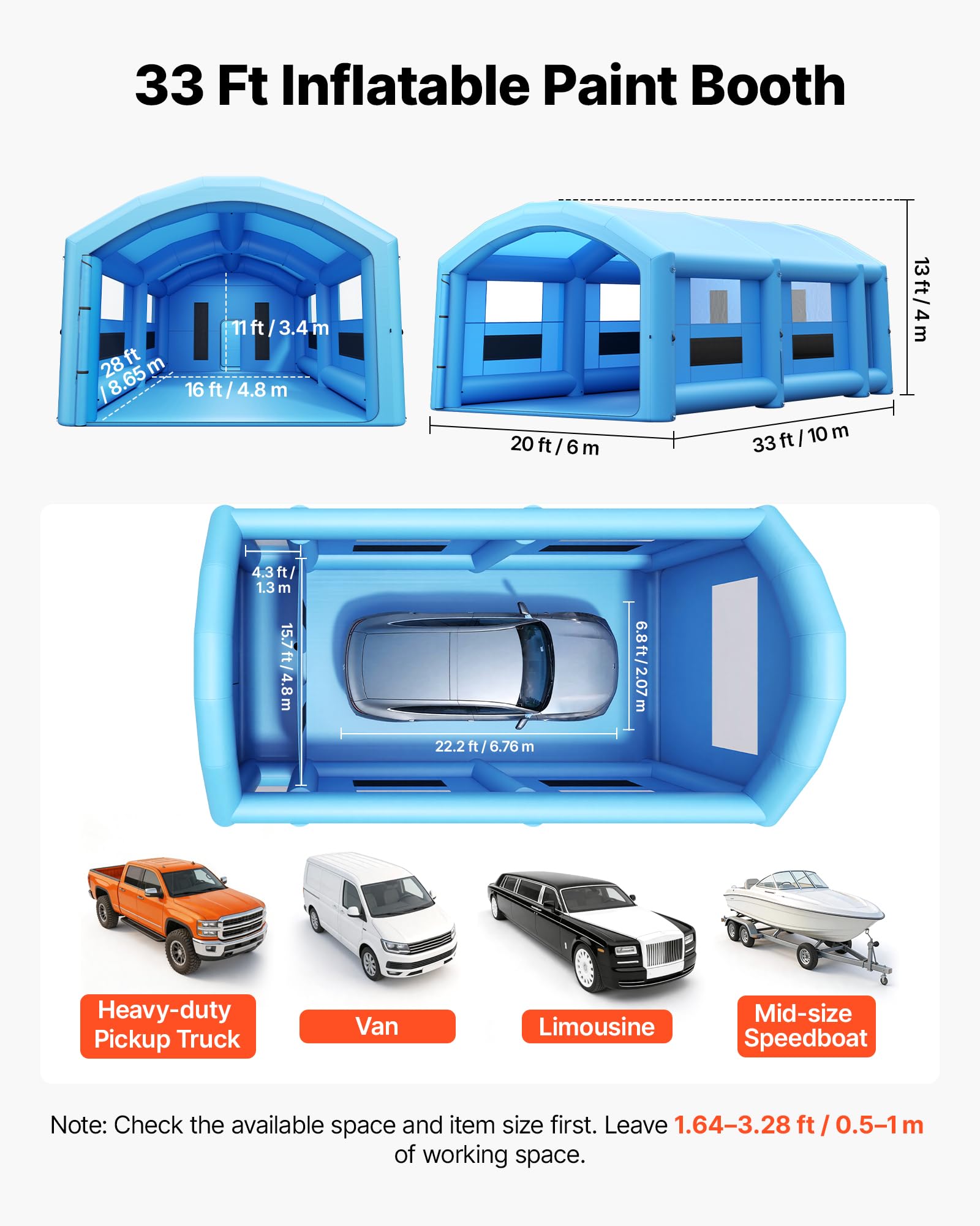 VEVOR Cabina di Verniciatura a Spruzzo Gonfiabile 10 x 6 x 4 m, Tenda Verniciatura Portatile con Soffiatori da 950W e 1100W, con Spogliatoio e Filtro, per Protezione di Piccole Imbarcazioni e Mobili