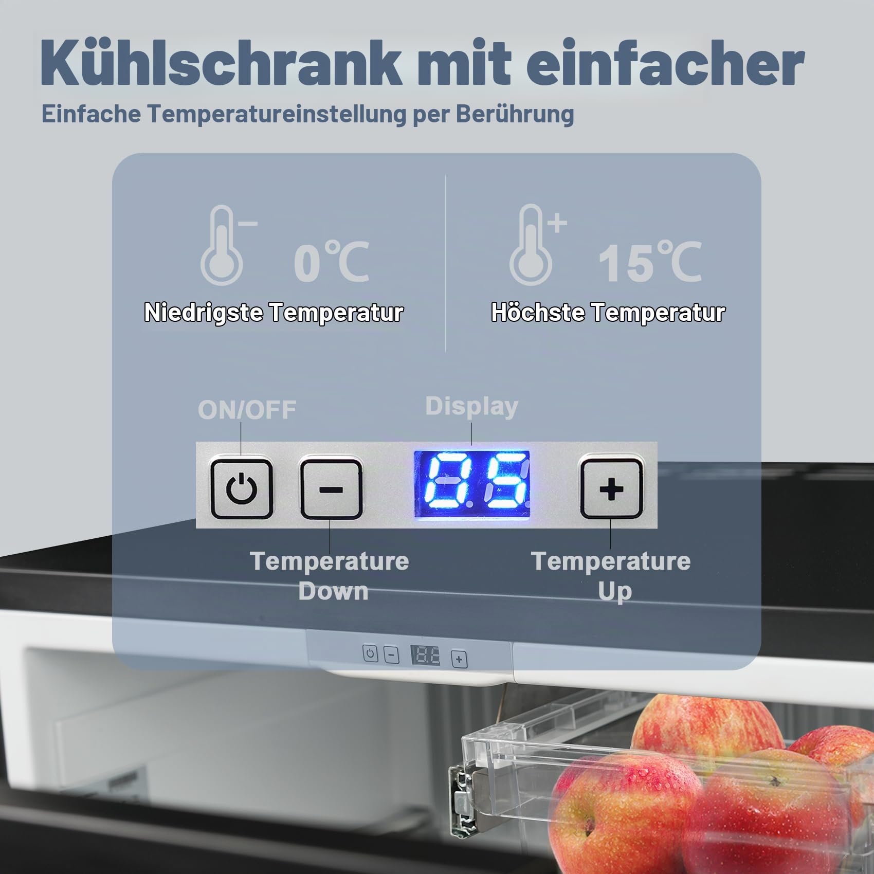 12 V Schubladenkühlschrank 50 l, 12 Volt Kühlschrank für Zuhause, Wohnmobil, Wohnwagen, leiser Schubladenkühlschrank für Boot, Camping, 0 ℃ - 15 ℃