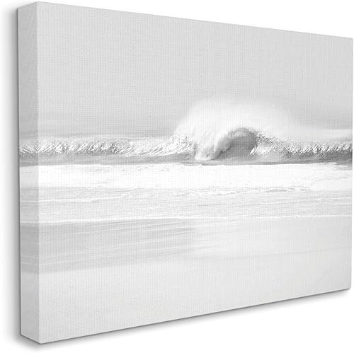 Stupell Industries Waves Crashing On Beach - Lienzo decorativo para pared, diseño de Maggie Olsen, 16 x 20 pulgadas, color gris