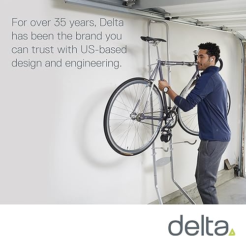 Miniatura 6 de Delta Cycle Double Bike Leaning Floor Stand Tool-Free Adjustable Bike Floor Rack for Mountain Fat Tire Road Bikes Freestanding Bike Stand for Garage