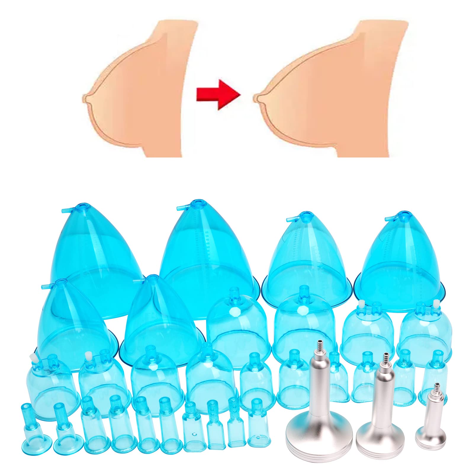 Macchina per la Bellezza del Corpo, Macchina per Terapia del Vuoto, Cura della Pelle Massaggiatore per Il Corpo Braccio Vita Sollevamento e miglioramento delle Gambe con Set di coppettazione 30 tazz