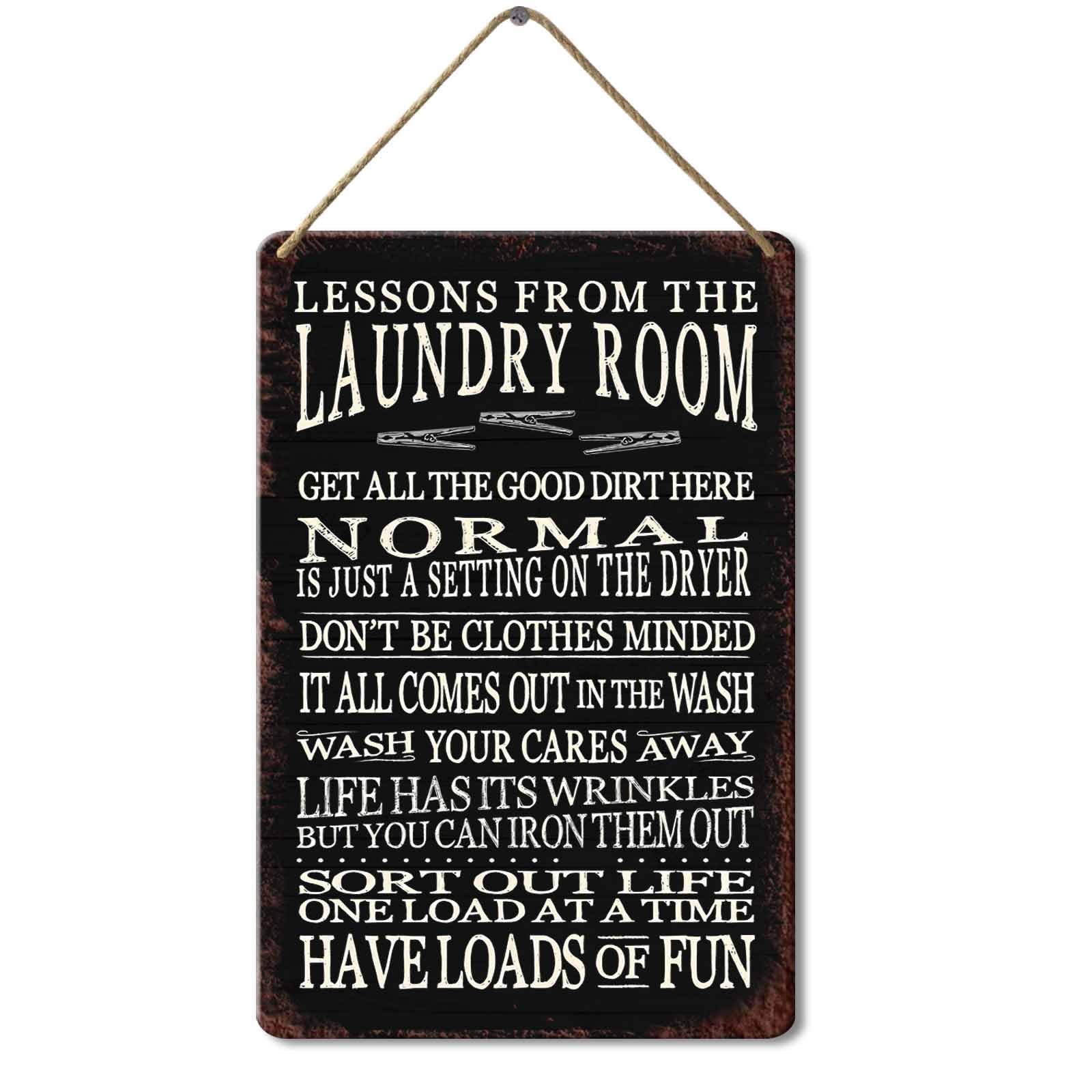 Wooden Lessons from the Laundry Room Sign, 8x12 Inch, Decorative Wall