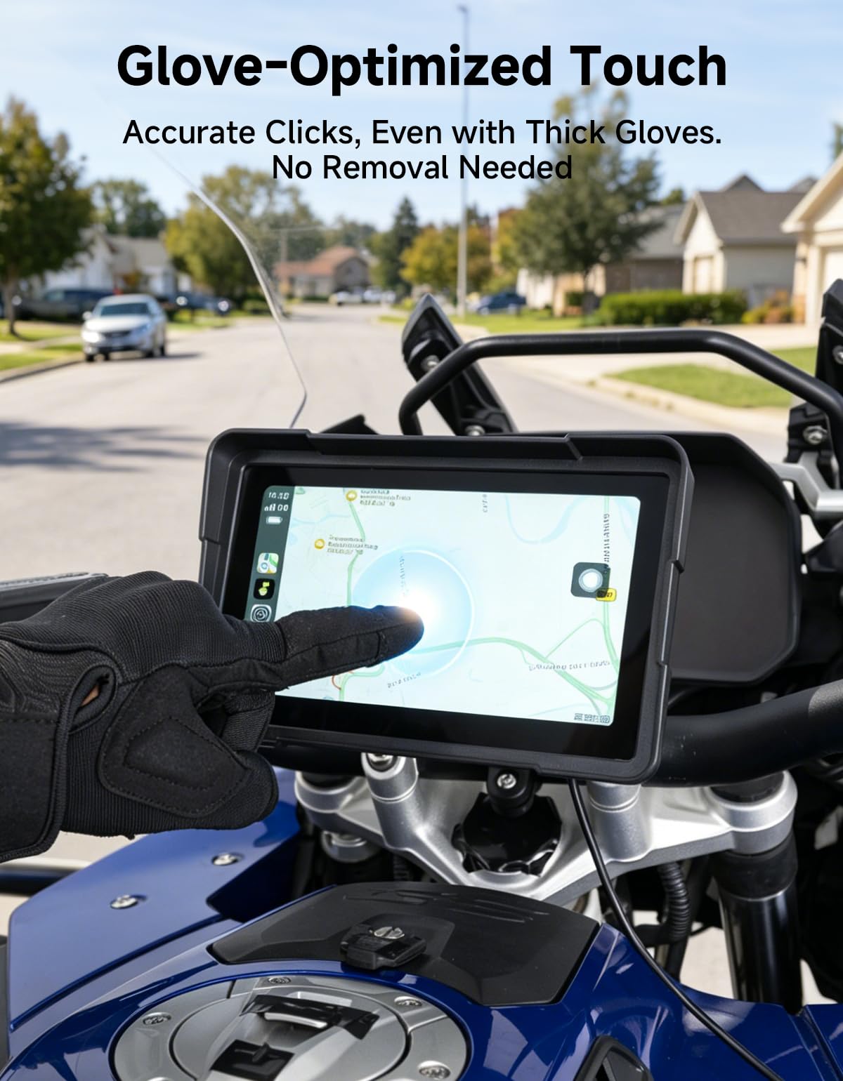 KEMIMOTO Motorrad Carplay Display 5 Zoll, Wireless Apple Carplay & Android Auto, Wasserdicht IP67 Motorrad Navi, Handschuh Bedienung, Automatische Helligkeitsanpassung, HD-Farbdisplay