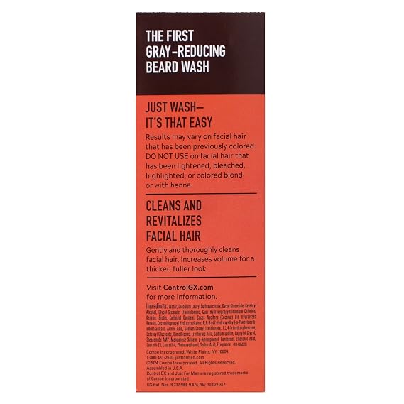 Just for Men Control GX Grey Reducing Beard Wash with Keratin, 4 Fl Oz (Packaging May Vary) - 2 Pack