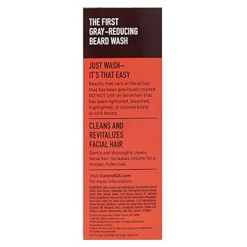 Just for Men Control GX Grey Reducing Beard Wash with Keratin, 4 Fl Oz (Packaging May Vary) - 2 Pack