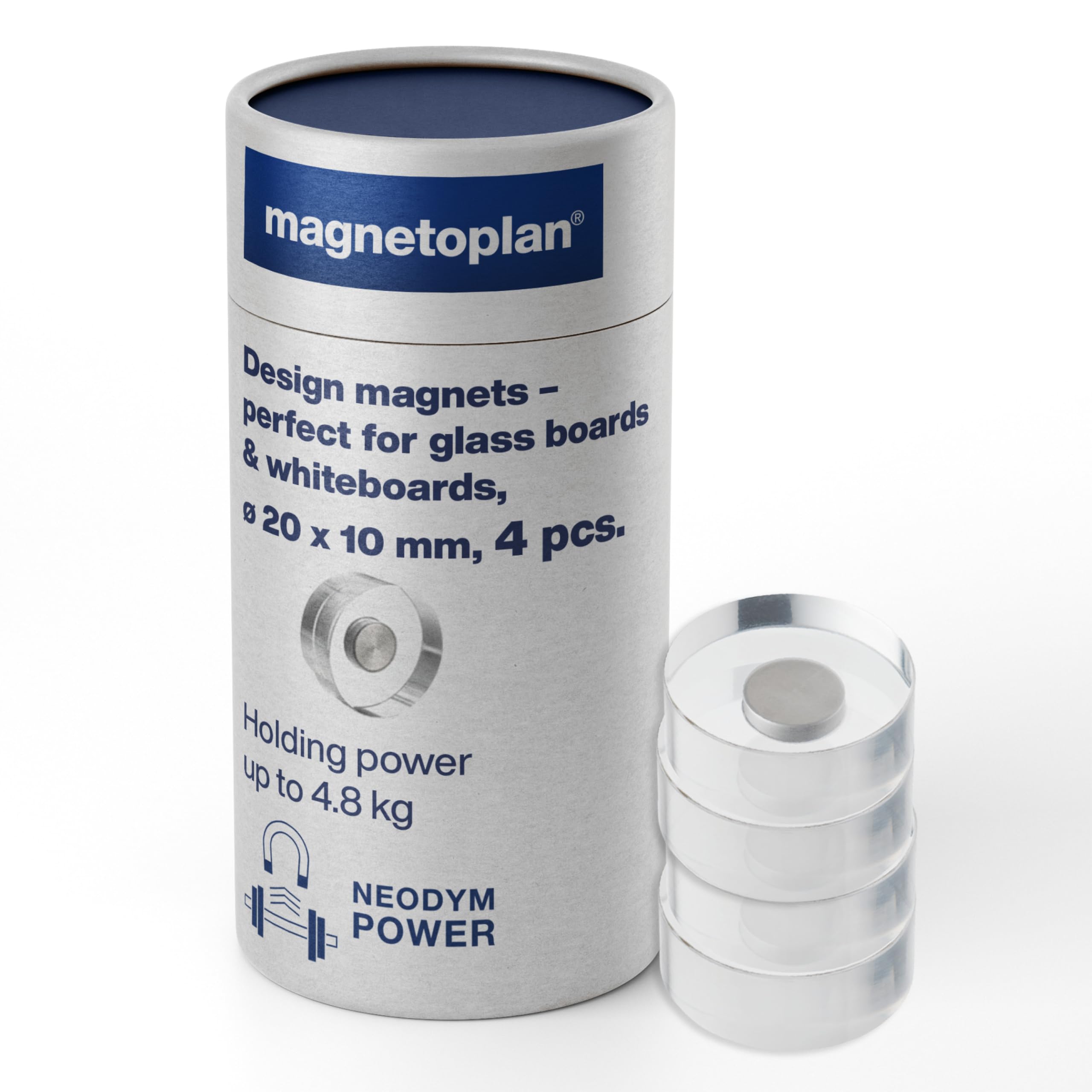 Design Magnets Acrylic for Glass Boards Diameter 20 mm Pack of 4