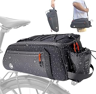 NDakter Bolsas de bicicleta para portabicicletas – 10L impermeable 3 en 1 bolsa de maletero de bicicletas con soporte para botella de agua, alforjas de sillín de bicicleta eléctrica reflectante con