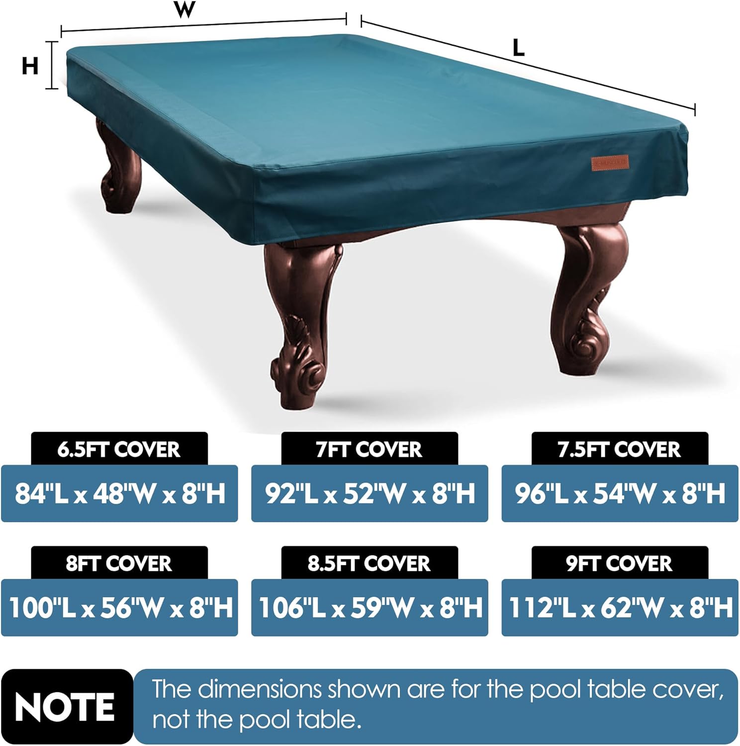 K-Musculo Pool Table Cover, Heavy Duty Leatherette Billiard Table Cover, Waterproof and Tearproof, 6.5/7/ 7.5/8/ 8.5/9 Foot Fitted
