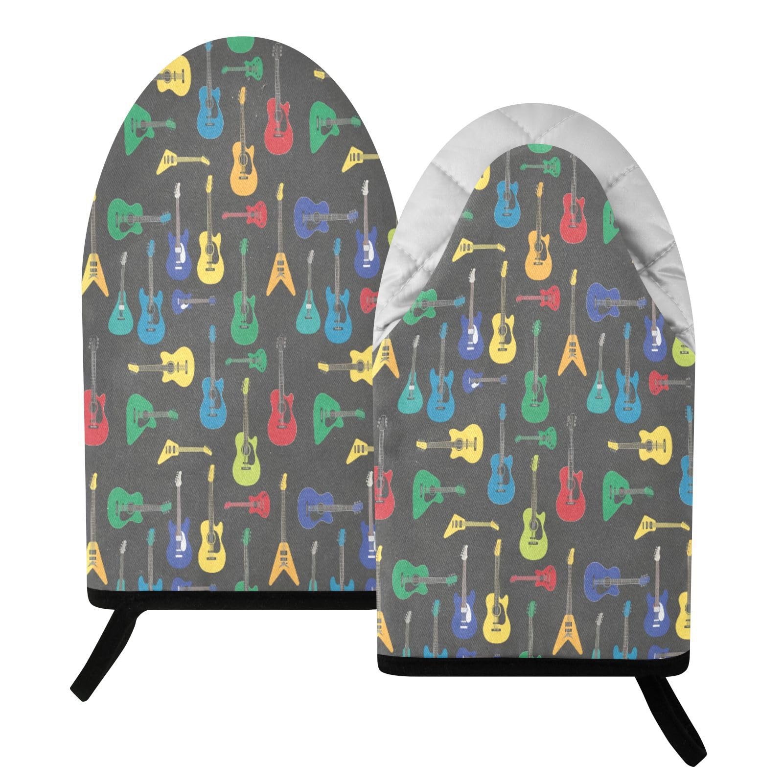 BURSTDDY Colorful Guitar Oven Mitt,Heat Resistant Kitchen Mitts for Cooking