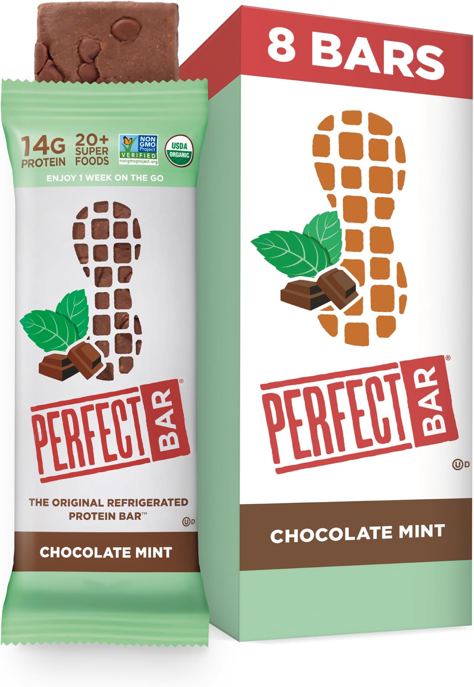 Perfect Bar Chocolate Chip Cookie Dough Protein Bar, High Protein, Gluten Free, Soy