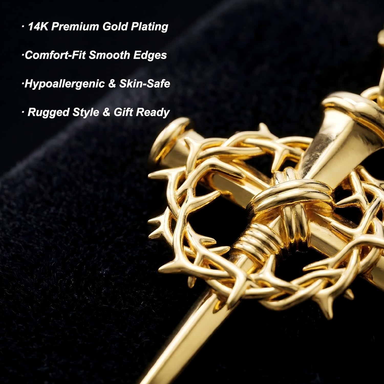 14K Gold Cross Pendant for Men Women Gold Cross Necklace Christian Faith Jewelry Religious Gift