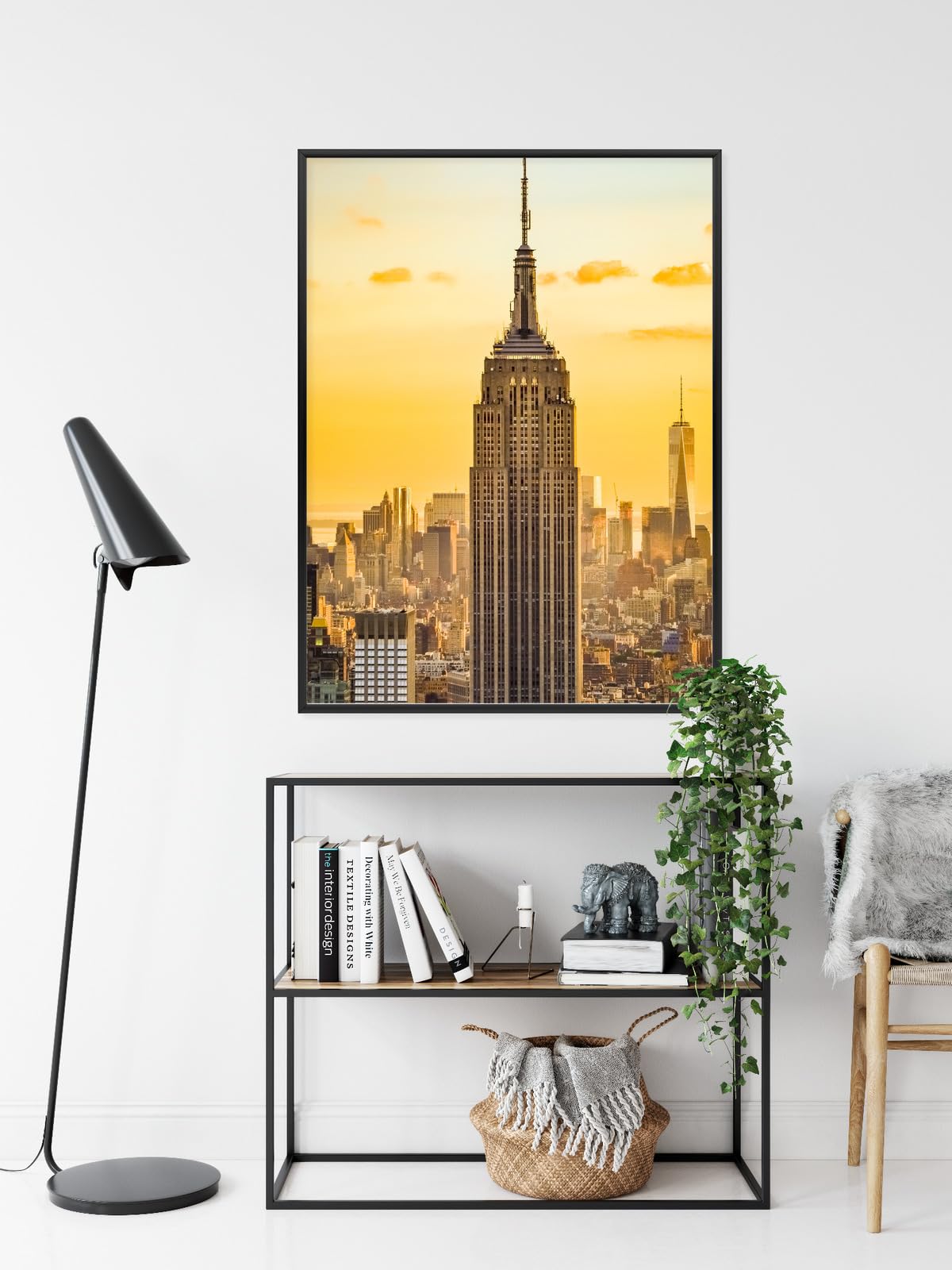 WALLERO Poster New York Top of the Rock al tramonto con Cornice in Alluminio Nera – Decorazione Moderna da Parete e Stampa Artistica | Decorazione per Soggiorno, Camera da Letto 30x40