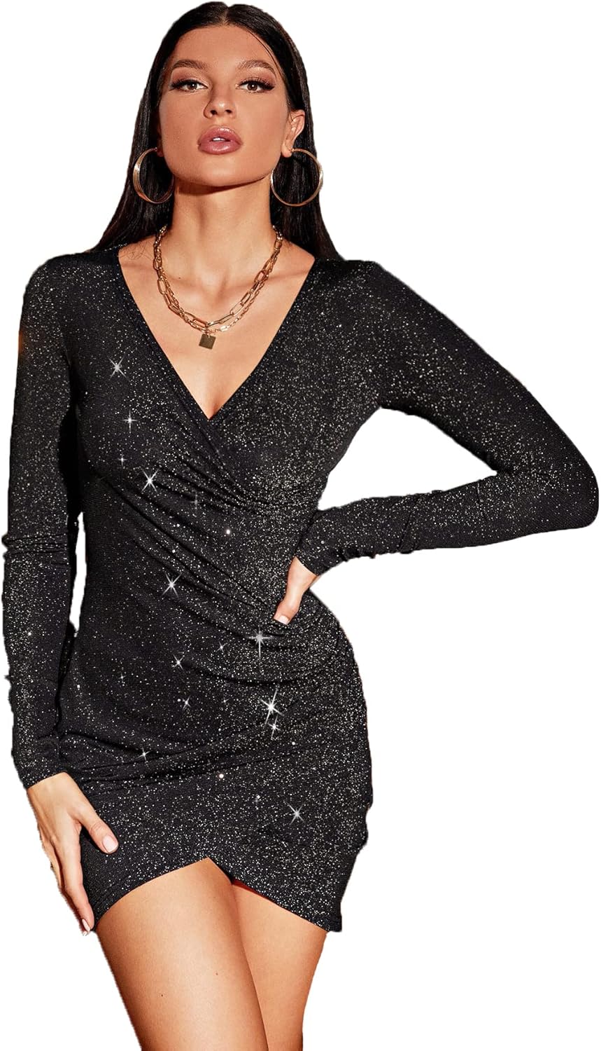 SheIn Women's Glitter Deep V Neck Mini Bodycon Mauritius | Ubuy SheIn Women's Glitter Deep V Neck Mini Bodycon Mauritius | Ubuy