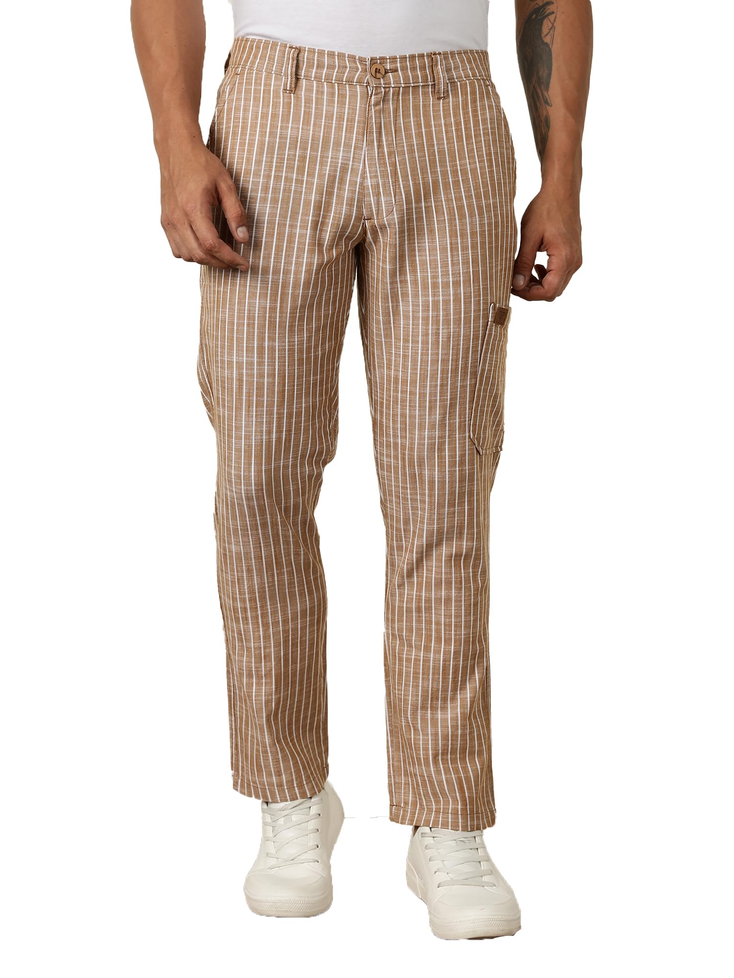 thomas scott Men's | Stripes | Linen | Slim Fit | Casula Trouser | Chino Pants for Men-picture-16