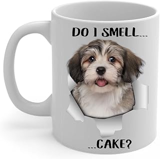 Funny Curious Sable Havanese Coffee Mug 11oz White - Do I Smell Cake Ceramic Cup - Novelty Gifts for Dog Lovers
