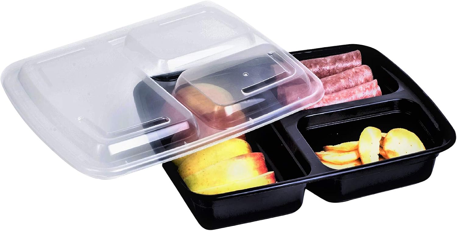 3 Compartment Meal Prep Containers with Lids Food Storage BPA Free Pack of 20
