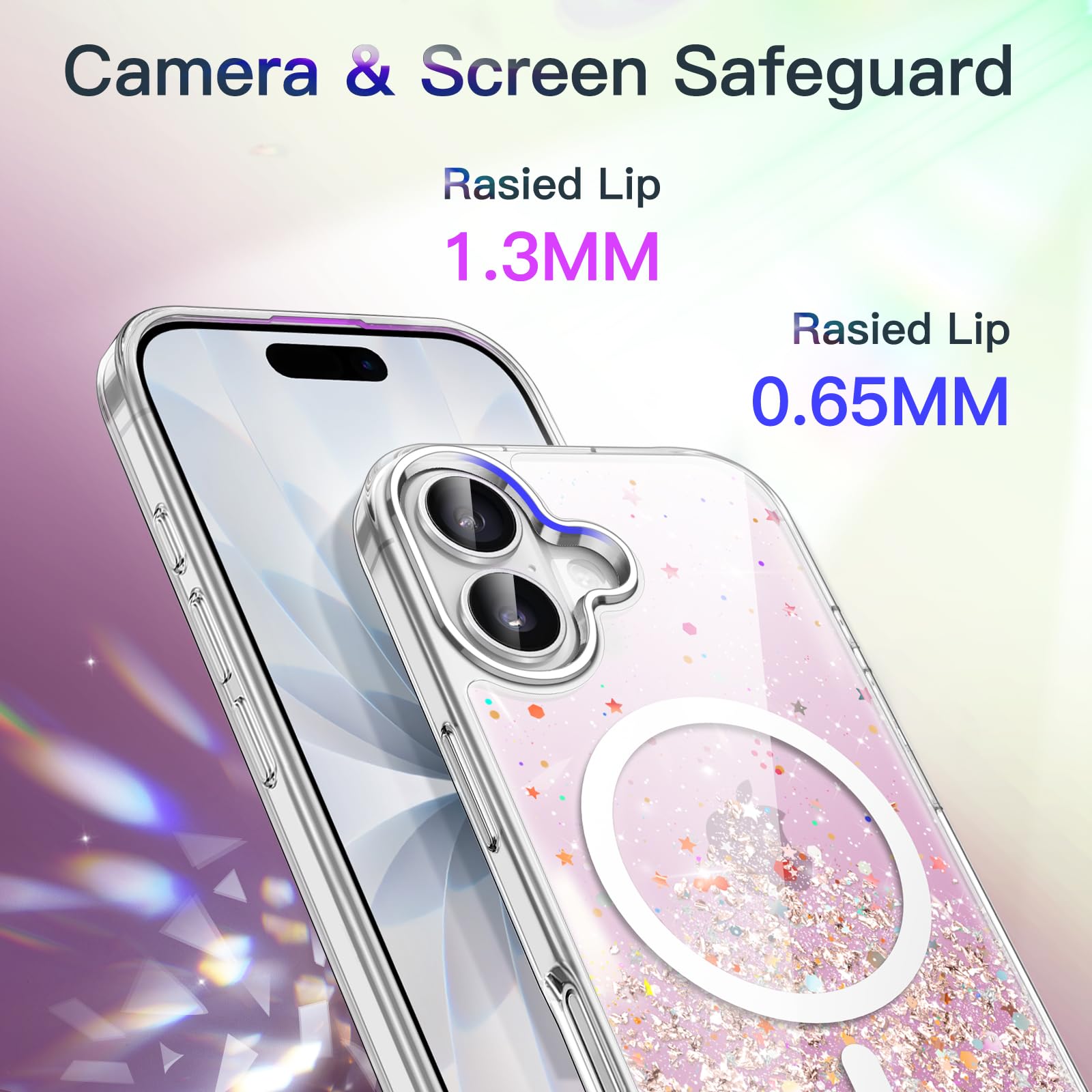 JETech Funda Glitter para iPhone 15 6.1 Pulgadas Compatible con MagSafe