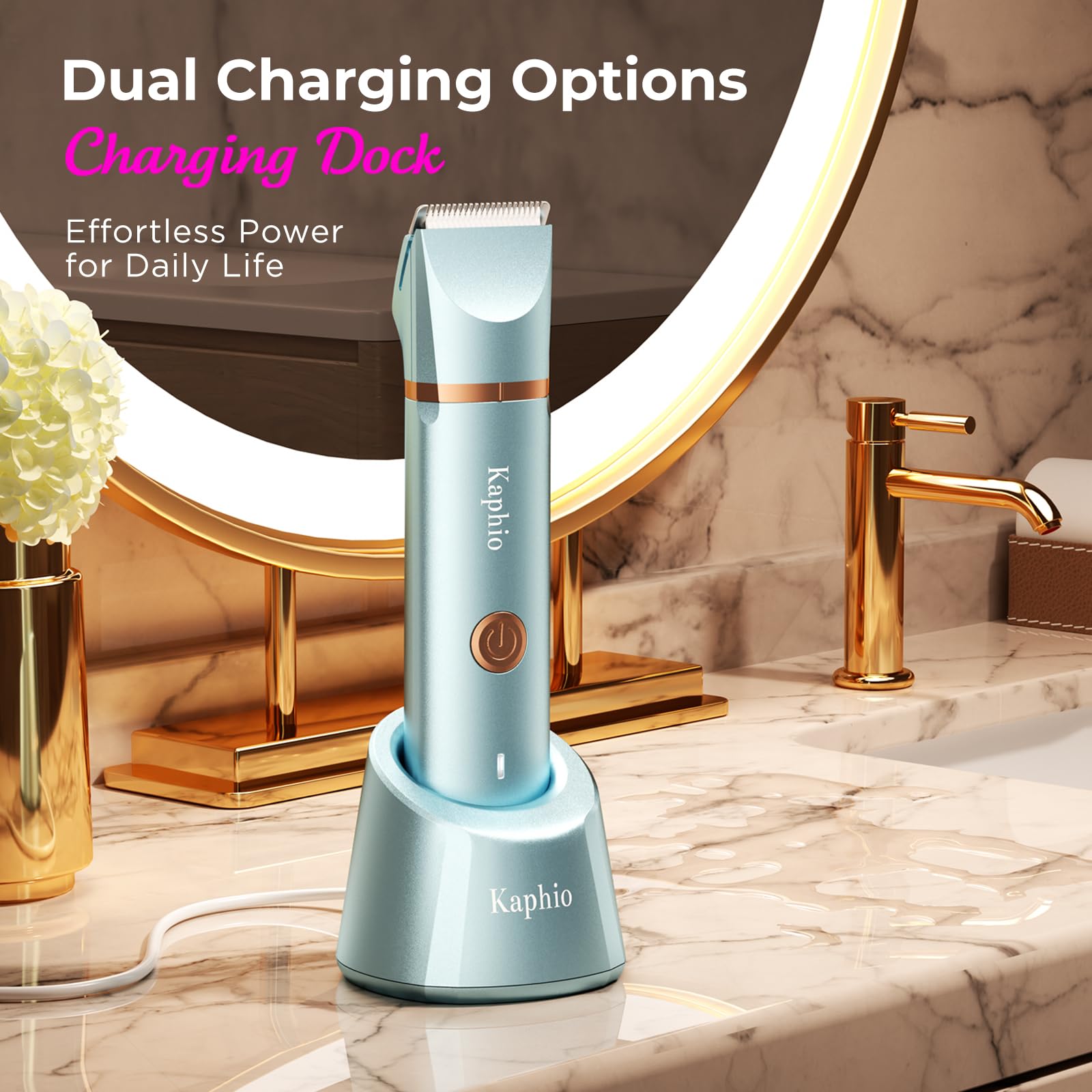 Bikini Trimmer für Frauen Schamhaare 2 in 1 Eletctric Rasierer für Frauen Wiederaufladbarer Eletctric Rasierer - IPX7 wasserdichter Bikini-Trimmer für Achseln, Beine, Arme, Körper (Pariser Blau)