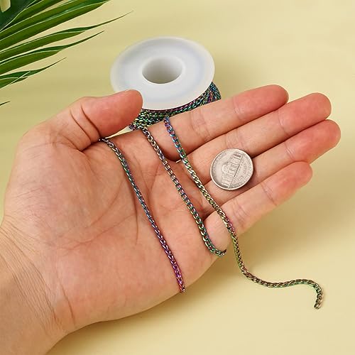 Vista 87 de Mega Pet Cadena de acero inoxidable de 16.4 pies/16.4 ft, color metálico, cadena de eslabones cubanos sin soldar, cadenas de cable facetado, cadena