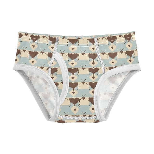 Boys Exclusive Briefs Toddler Underwear 95 Combed Cotton Boxerbriefs 2T Blue Brown Beige and Heart
