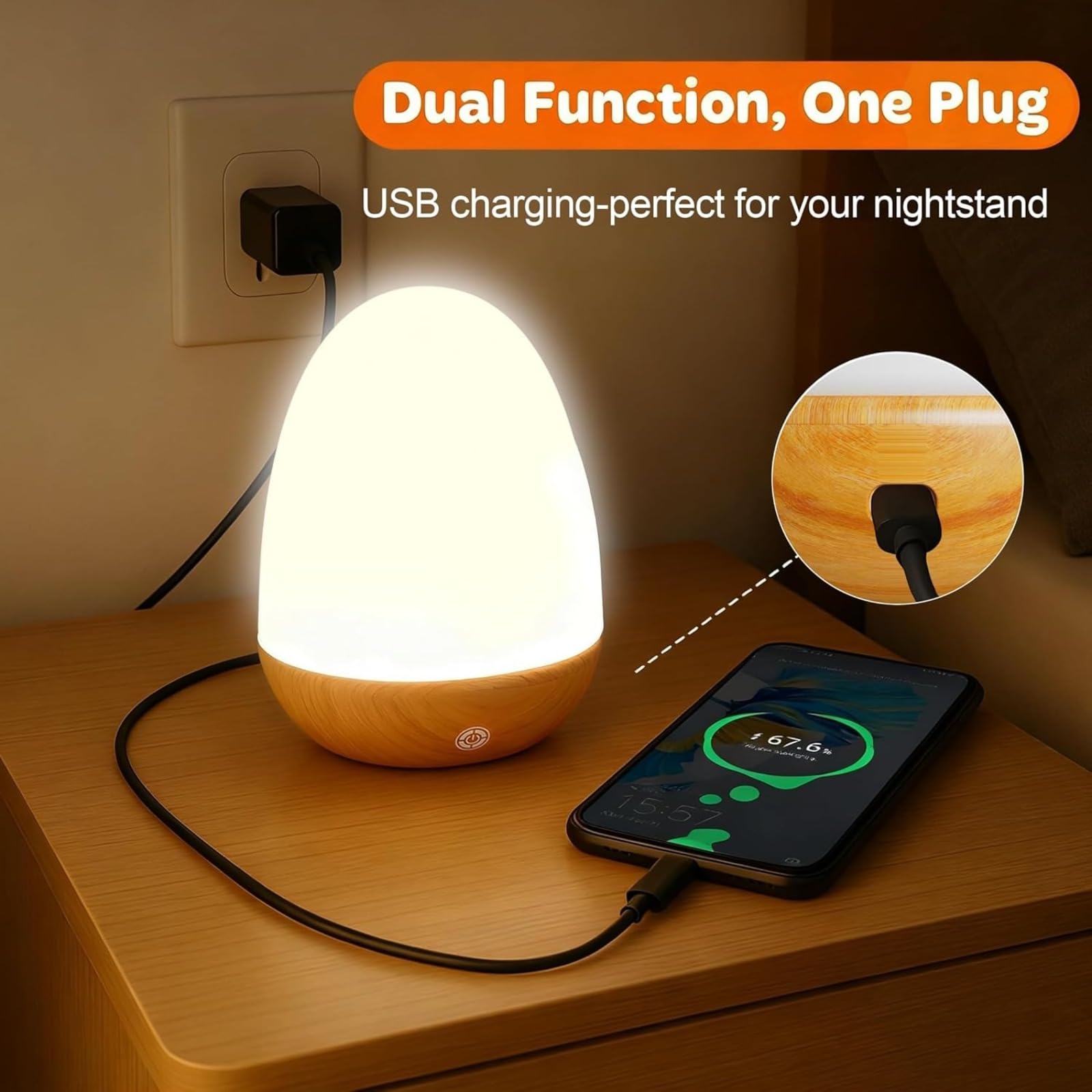 Lampe de luminothérapie pour SAD, 10 000 lux avec télécommande et contrôle tactile, lampe de lumière du jour rechargeable par USB pour améliorer l'humeur et améliorer le sommeil