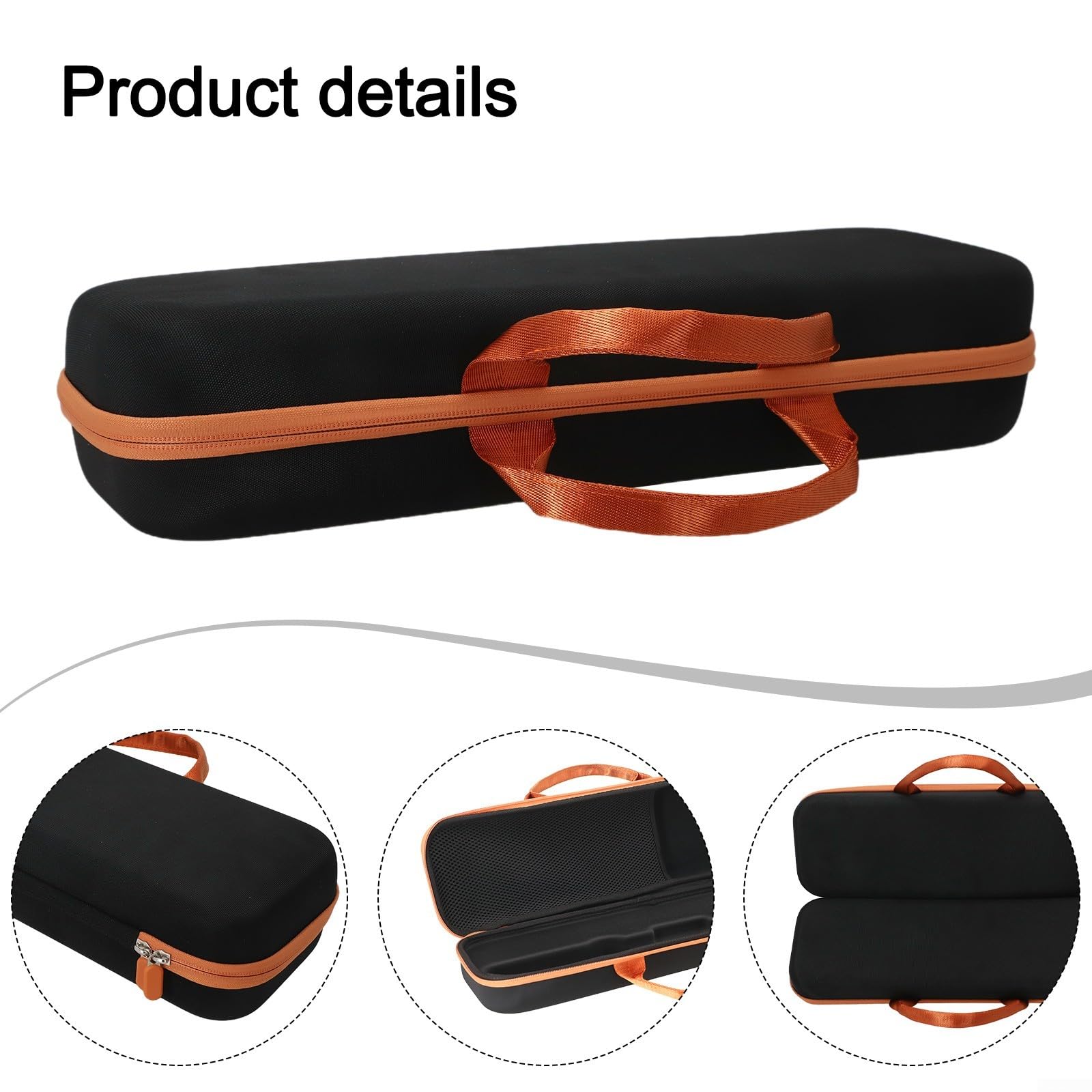 Custodia rigida in EVA per piastra per capelli Airstrait HT01, accessorio da viaggio, protettiva, con materiale antiurto resistente ai graffi e chiusura sicura (nero e arancione)
