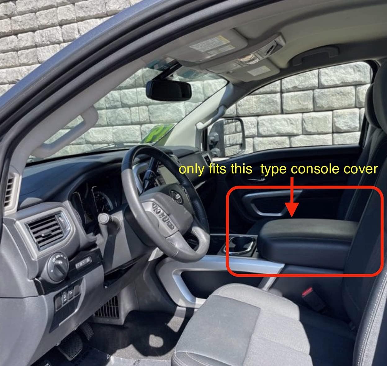it's us Center Console Armrest Cover Compatible with Nissan Titan 2004–2024 (Bucket Seat, No Fold Down) Leather Console Protector
