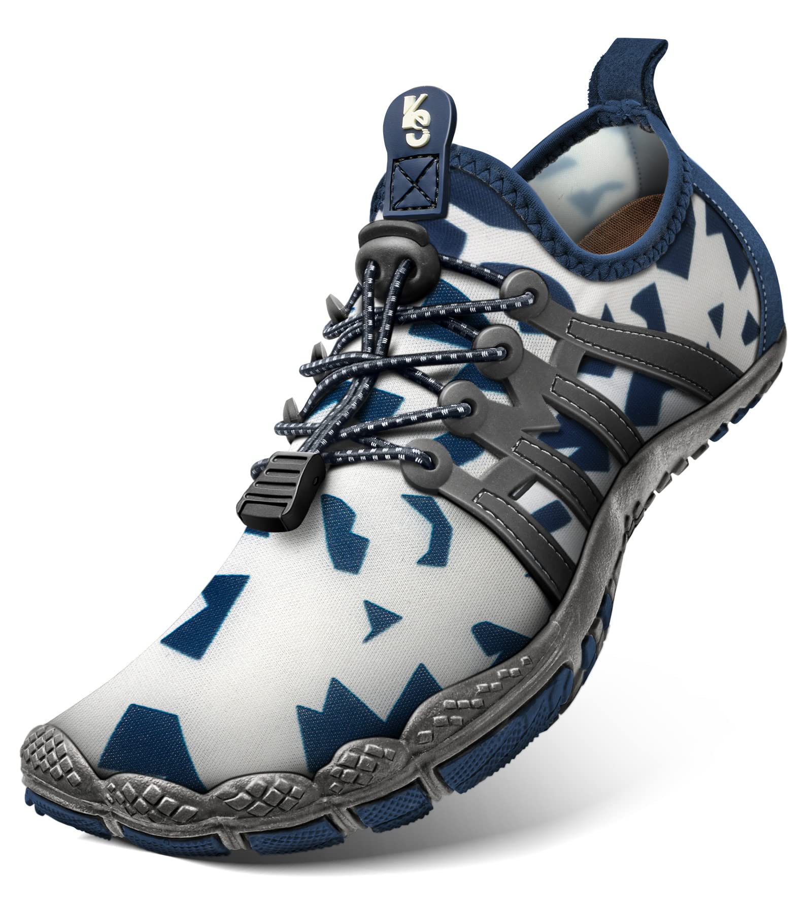 BULLIANTWater Shoes Men, Unisex Barefoot Aqua Shoes for Men Women Hiking Swimming Shoe(White/Purplish Blue-9 Women/7 Men), White/Purplish Blue2188, 9 Women/7 Men