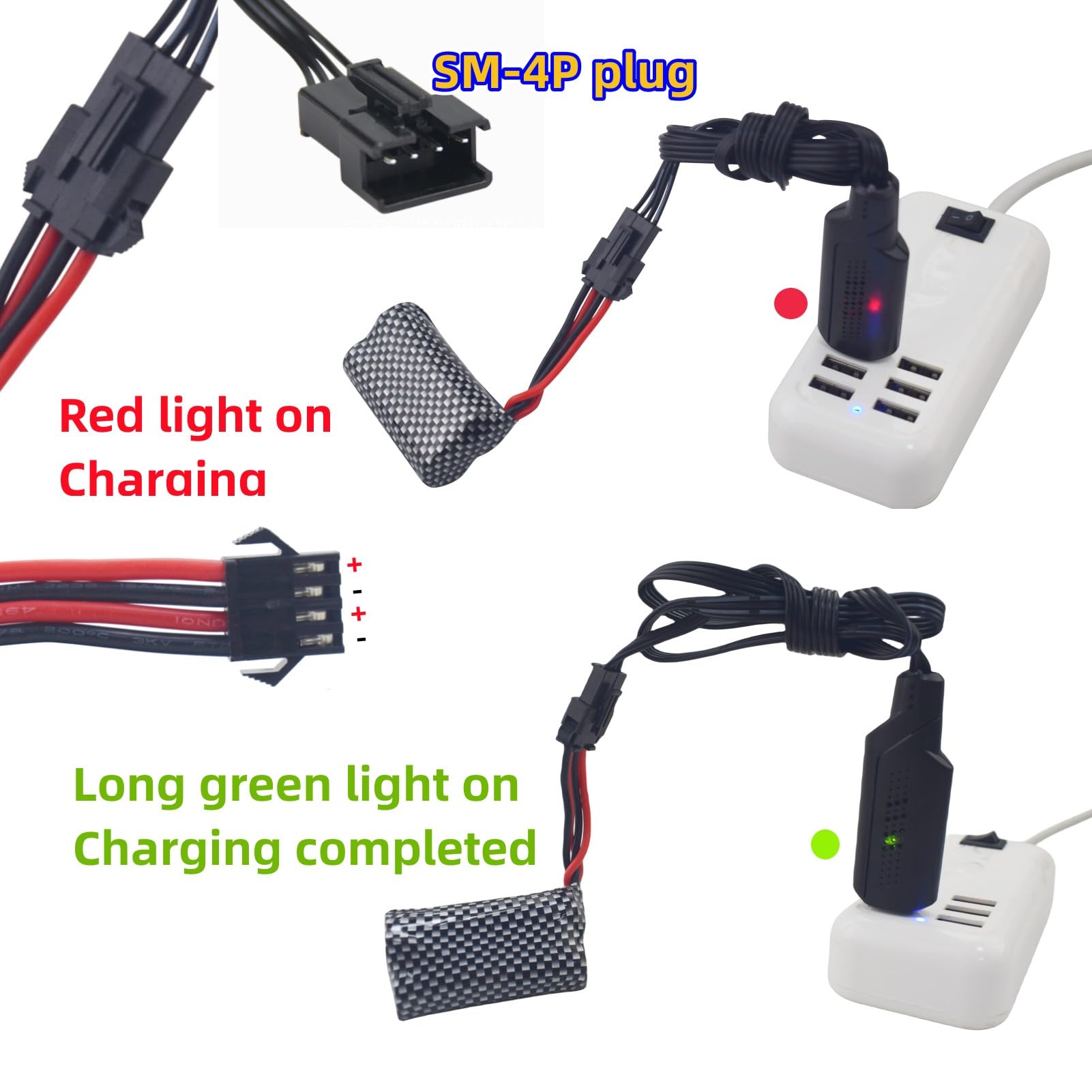 Câble De Charge USB 7.4V Pour Bateau Télécommandé - Prise SM-5P - Compatible R206, R208, R308, TX122, TX123, H106, V003 - Lot De 2