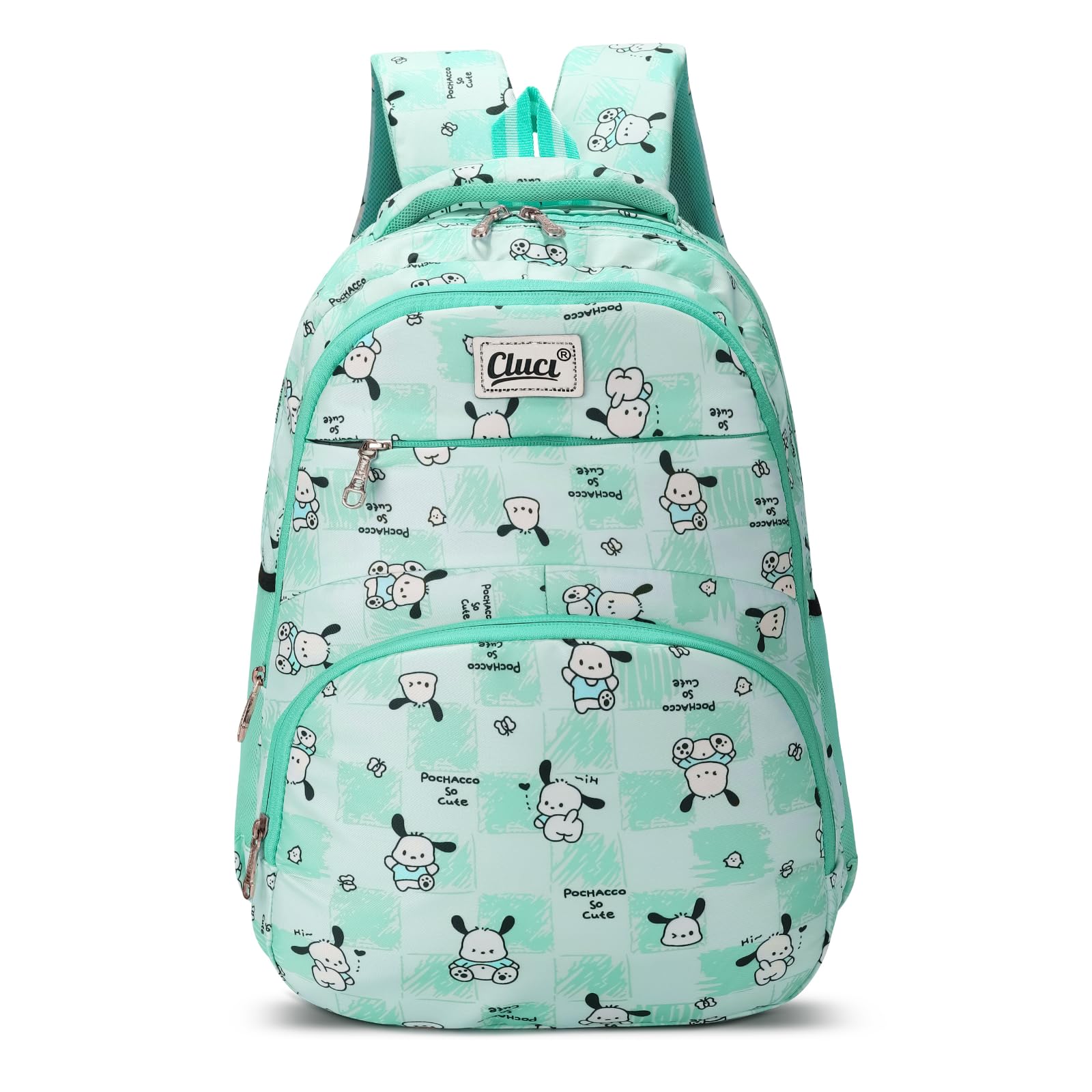 CLUCI Cute Pochacco Print Backpack, Pink, Polyester, Multiple Compartments, Kawaii Cartoon Design, Water-Resistant, Casual Daypack with Zipper Closure, for School and Travel-image-29