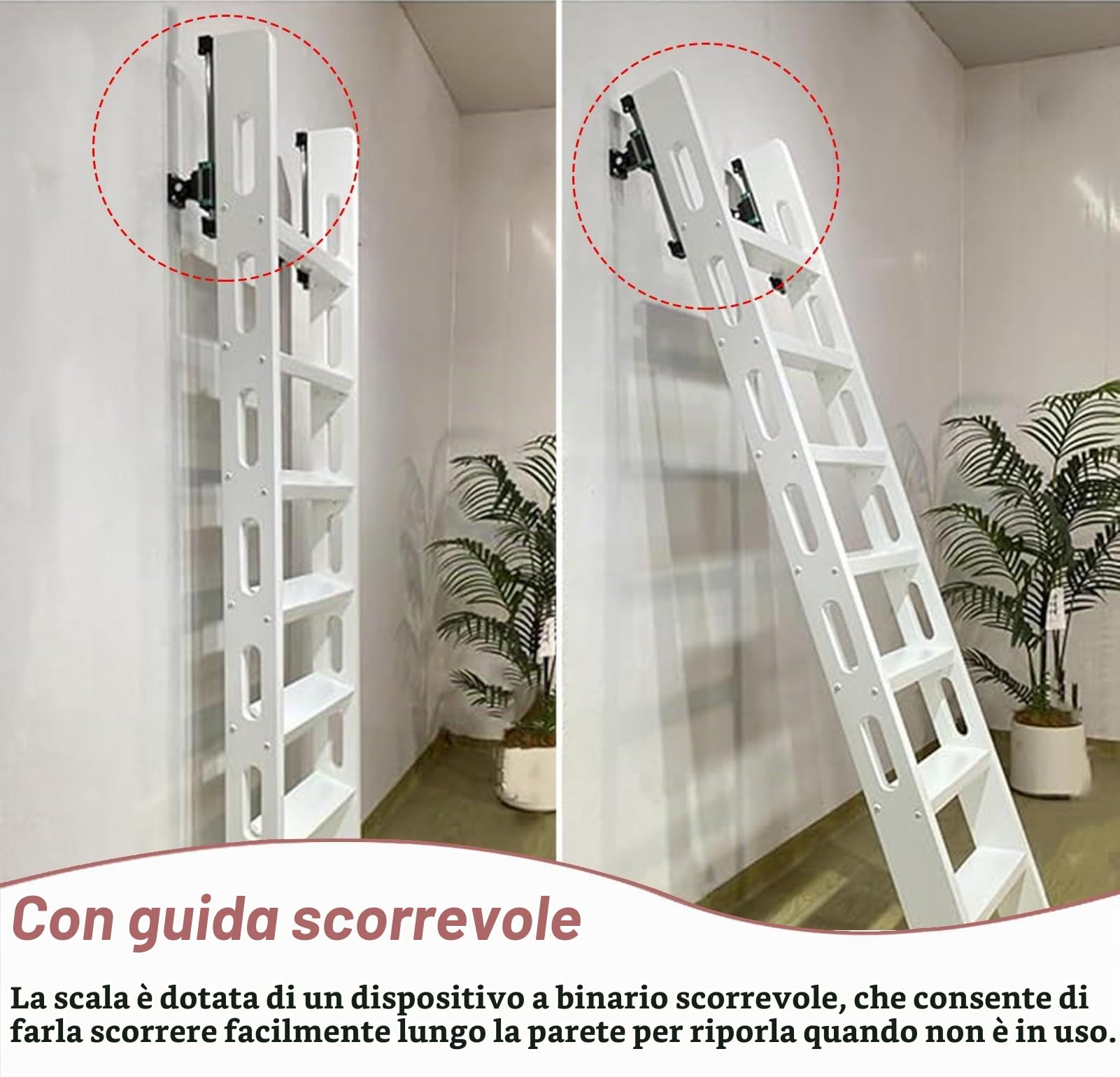 Scala Retrattile per Soffitta con Design Antiscivolo per Accesso a Soppalco e Letto a Castello