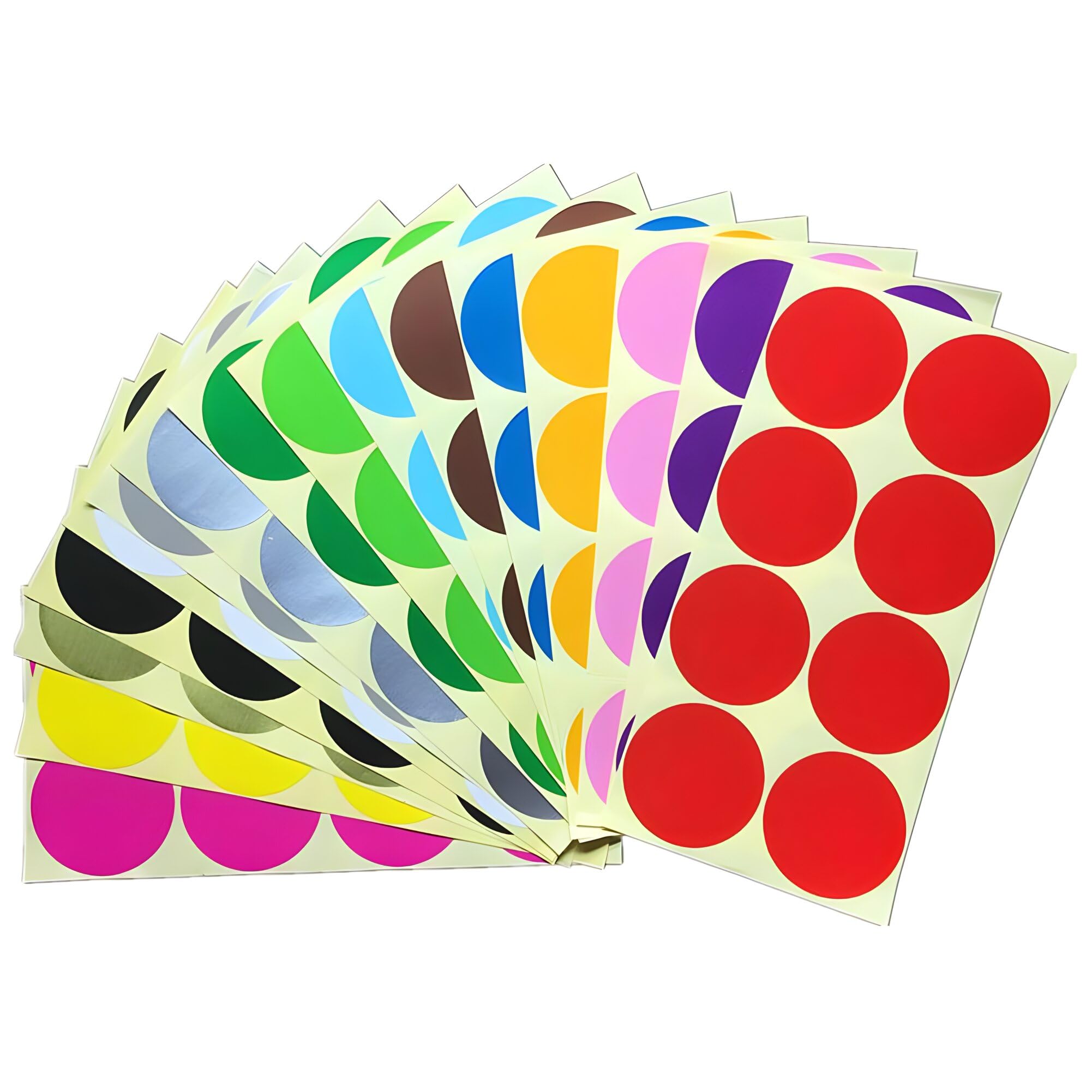 256 Pieces Coloured Dot Stickers, 50 mm Sticky Round Color Coding Labels, 2" inch Self Adhesive Circle Price Stickers Dot Labels 16 Assorted Colours for Office, School, Calendar, Organizing (5 cm)