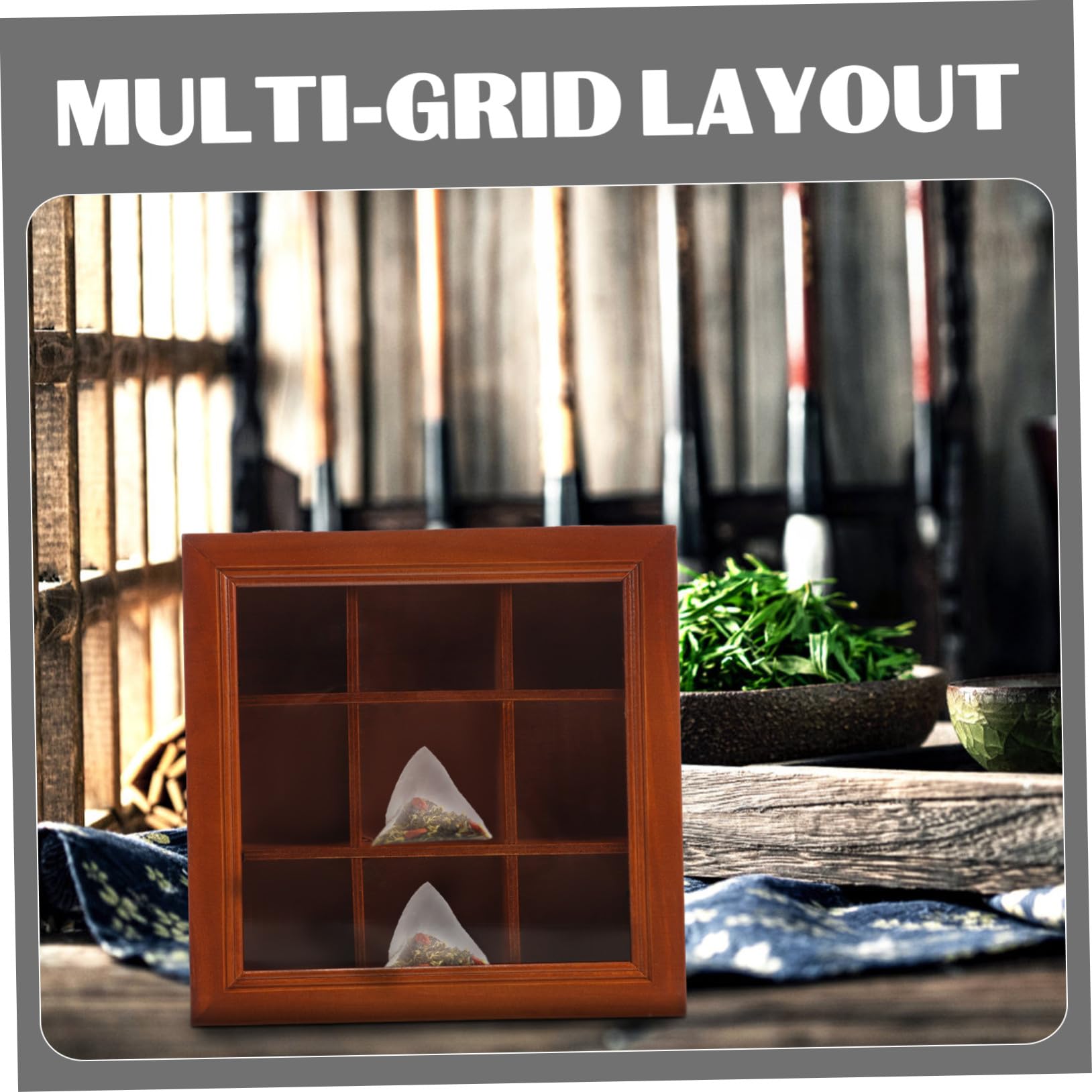 Fächer Holz Tee Beutel Organizer mit Transparenten Fächern Multifunktionale Teebox für Tee Zucker und Kaffee Station Kompakte Aufbewahrungslösung für Küche und Schreibtisch