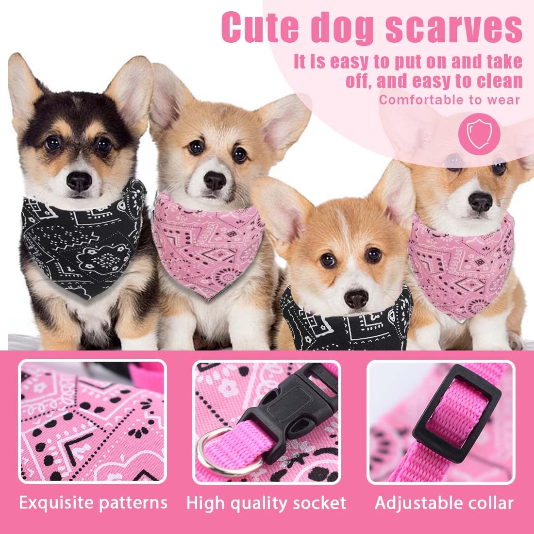 WeddHuis 2 Pezzi Bandana per Cani, Bandana con Collare, Triangolo per Cani, Bandana Regolabile per Cuccioli e Cani di Piccola e Grande Taglia (M)