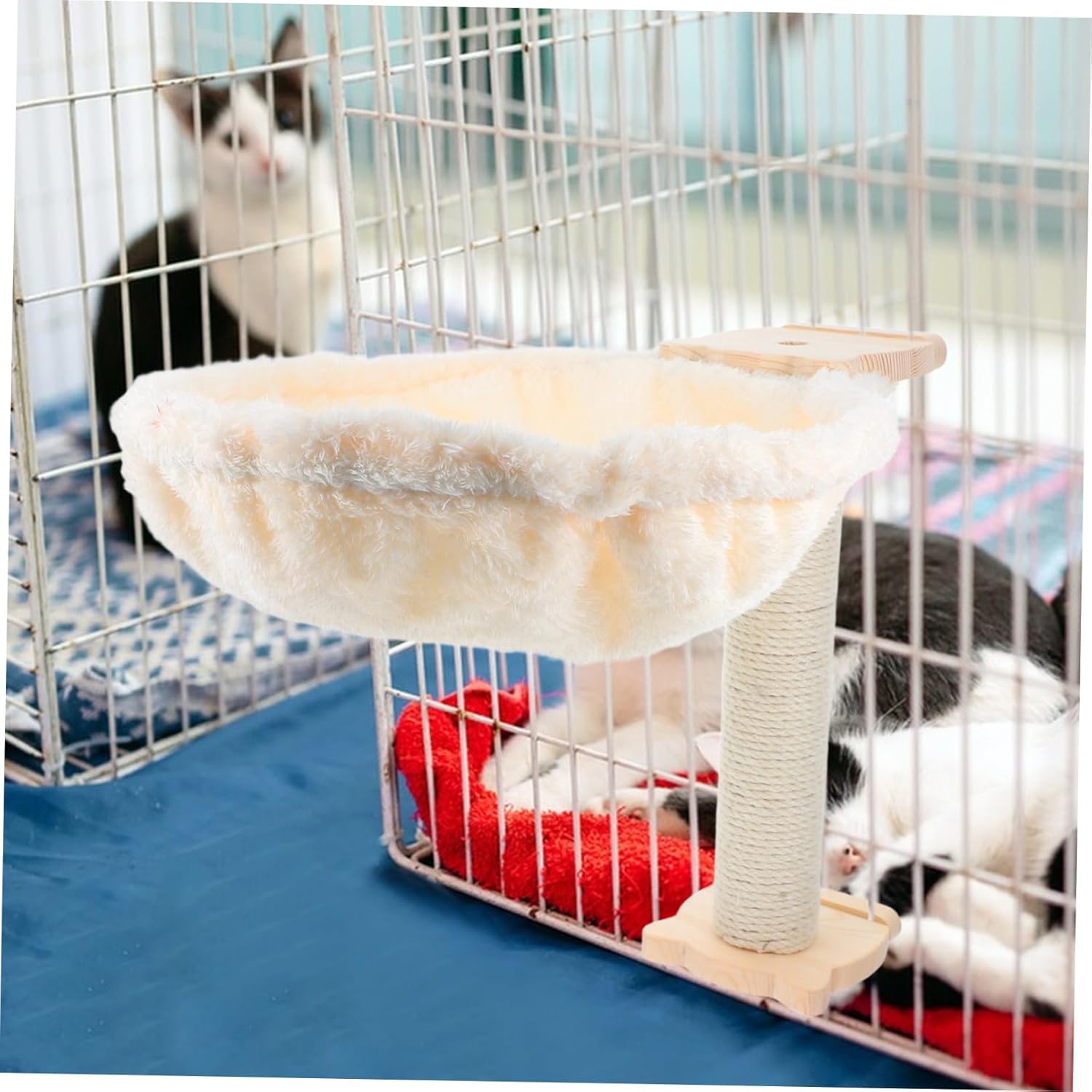 MERRYHAPY 1Set Cat Tree Hammock Bed Fluffy Spoon Shape Cat Bed with Post Comfortable Replacement for Cats Easy to Pet Hammock for Indoor Relaxation and Play